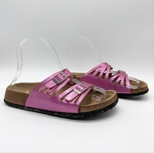 Betula by Birkenstock pink strappy leather slip on 36 5/5.5